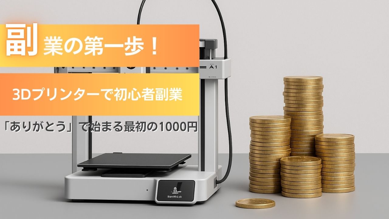 副業に活用できるBambu Labの3DプリンターA1。デスク上に設置された実機のイメージ。