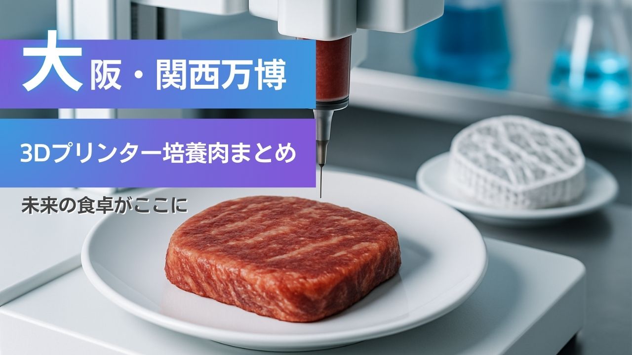 大阪万博に展示された3Dプリンターで作る培養肉ステーキのコンセプトモデル